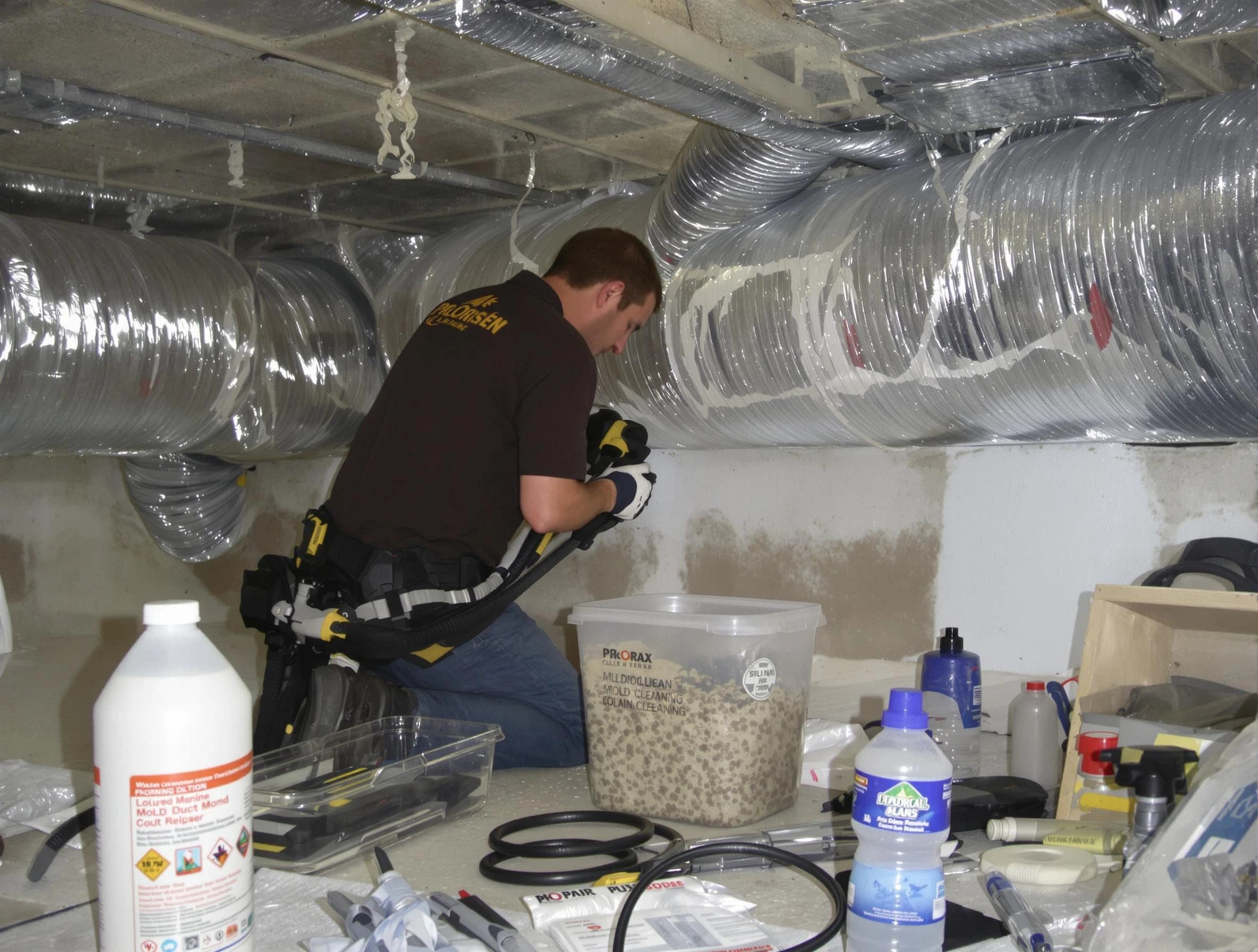 Irvine Air Duct Cleaning specialist performing professional mold removal from air ducts in Irvine