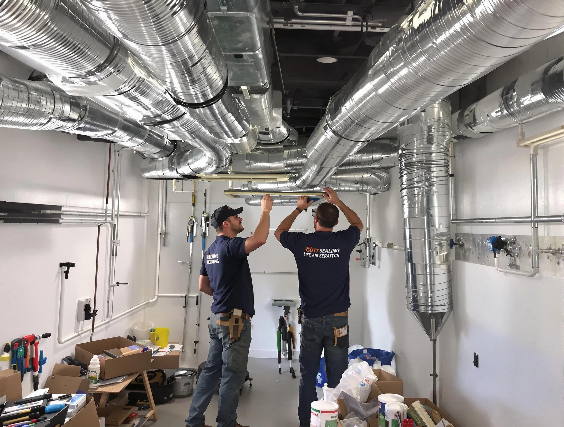 Irvine Air Duct Cleaning technician applying professional duct sealing solutions in Irvine