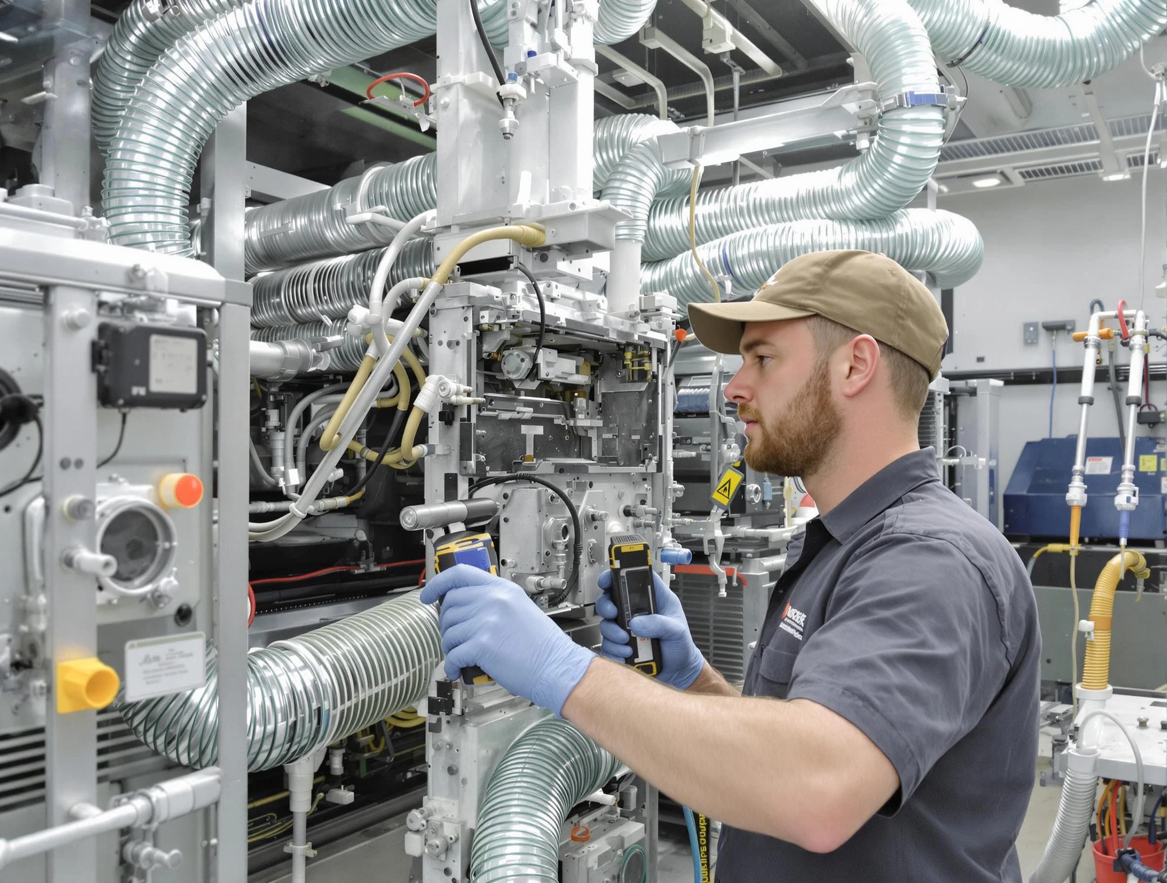 Irvine Air Duct Cleaning technician performing precision commercial coil cleaning at a business facility in Irvine