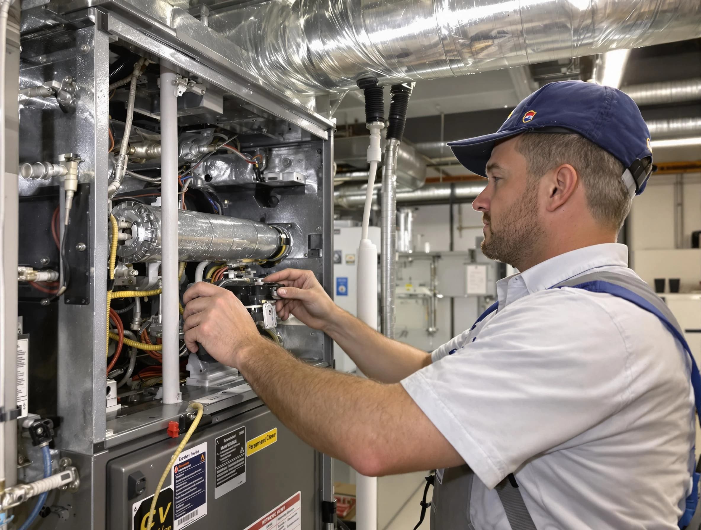 Irvine Air Duct Cleaning specialist performing thorough furnace duct cleaning to improve heating efficiency in Irvine